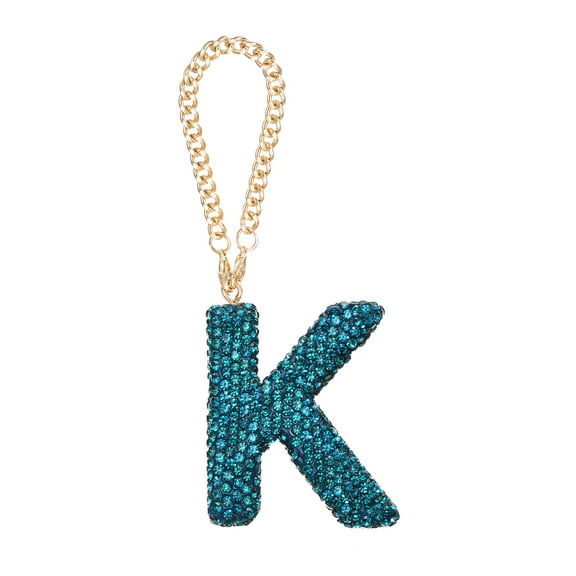 Uxcell Bling Car Letter Charm, Initial K Letter Rear View Mirror Decoration, Lake Blue