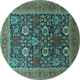 thumbnail image 1 of Ahgly Company Machine Washable Indoor Round Oriental Turquoise Blue Industrial Area Rugs, 4' Round, 1 of 4