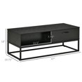 thumbnail image 3 of HOMCOM Coffee Table with Storage, Industrial Center Table with 2 Drawers and 2 Open Shelves, Rectangular Living Room Table, Black, 3 of 10