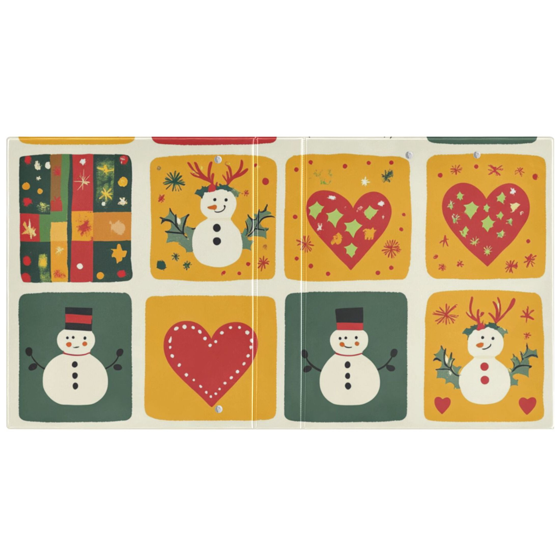 Christmas Squares Snowmen 3 Ring Binders 1.5 inch Hardcover File Folders with Interior Pockets A4 Size Organizer for School Office Hospital