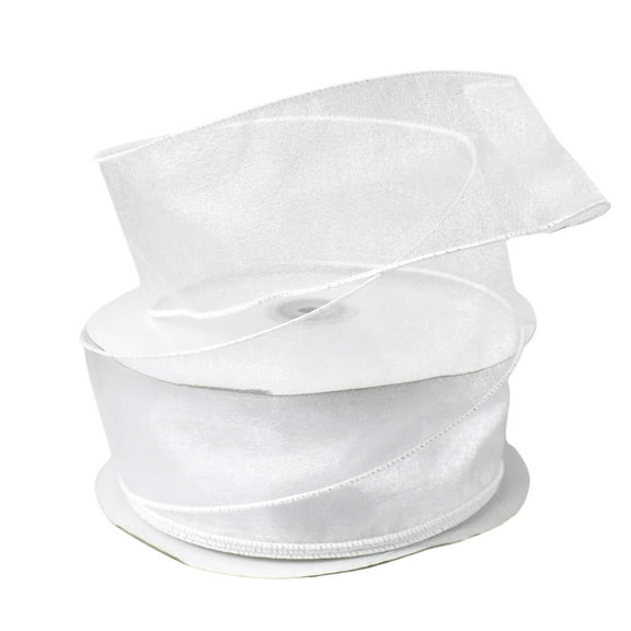 Sheer Organza Wired Ribbon, 2-1/2-inch, 50-yard, White