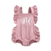 0-24M Rompers One Letter Printed Jumpsuits For Newborn One Years Birthday Gifts Baby Girls Boys Ruffles Sleeveless Open Romper