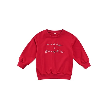 

Canis Kid Girl Boy Christmas Sweatshirt Letter Long Sleeve Round Neck Pullover