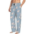 thumbnail image 3 of Mens Pajama Pants - Soft Sleep & Lounge Pants for Men, Cute Pig Flowers Blue Cuteness Casual PJ Bottoms Pants with Pockets, 3 of 5
