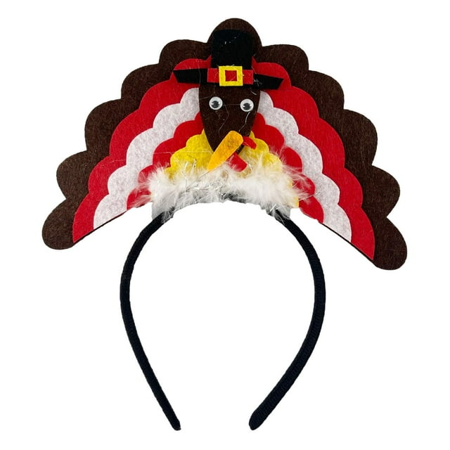 Diadema de pavo de , tocados, bandas de pelo de animales, decoraciones para vacaciones de Acción de Gracias Marrón Colco cintas para el pelo