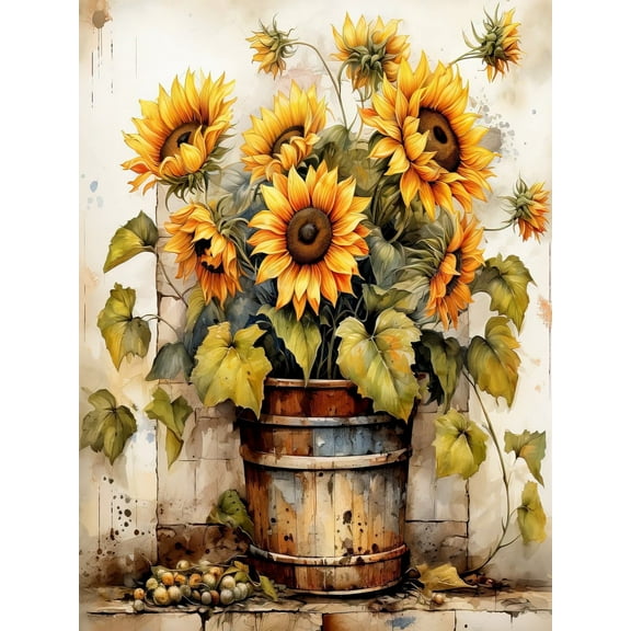 5D DIY Diamond Art Kits for Adults Beginners,Sunflowers Full Drill Diamond Dots Gem Art,Home Wall Decor 11.8x15.8inches.