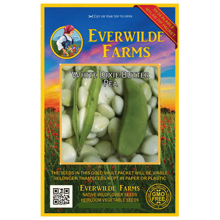 Everwilde Farms - 120 White Dixie Butter Pea Lima Bean Seeds - Gold Vault Jumbo Bulk Seed (Best Pole Bean Seeds)