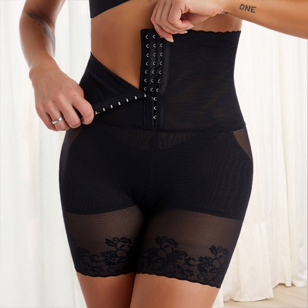 Pantalones Moldeadores Del Cuerpo Pantalones cortos moldeadores de cuerpo para mujer, ropa interior sin costuras para el vientre, fajas para la barriga (L negro)