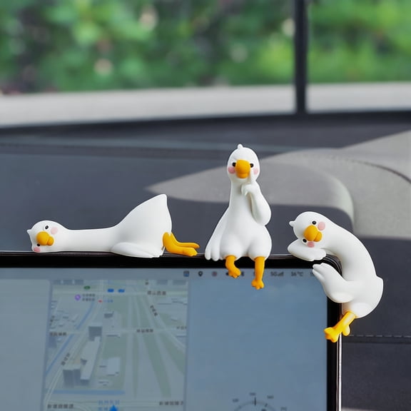 Dserhfy Mini Resin Goose Figurine Funny Resin Small Goose Computer Decor Collectible Cute 3D Craft Sculpture for Office Desk Car Dashboard Home Decor