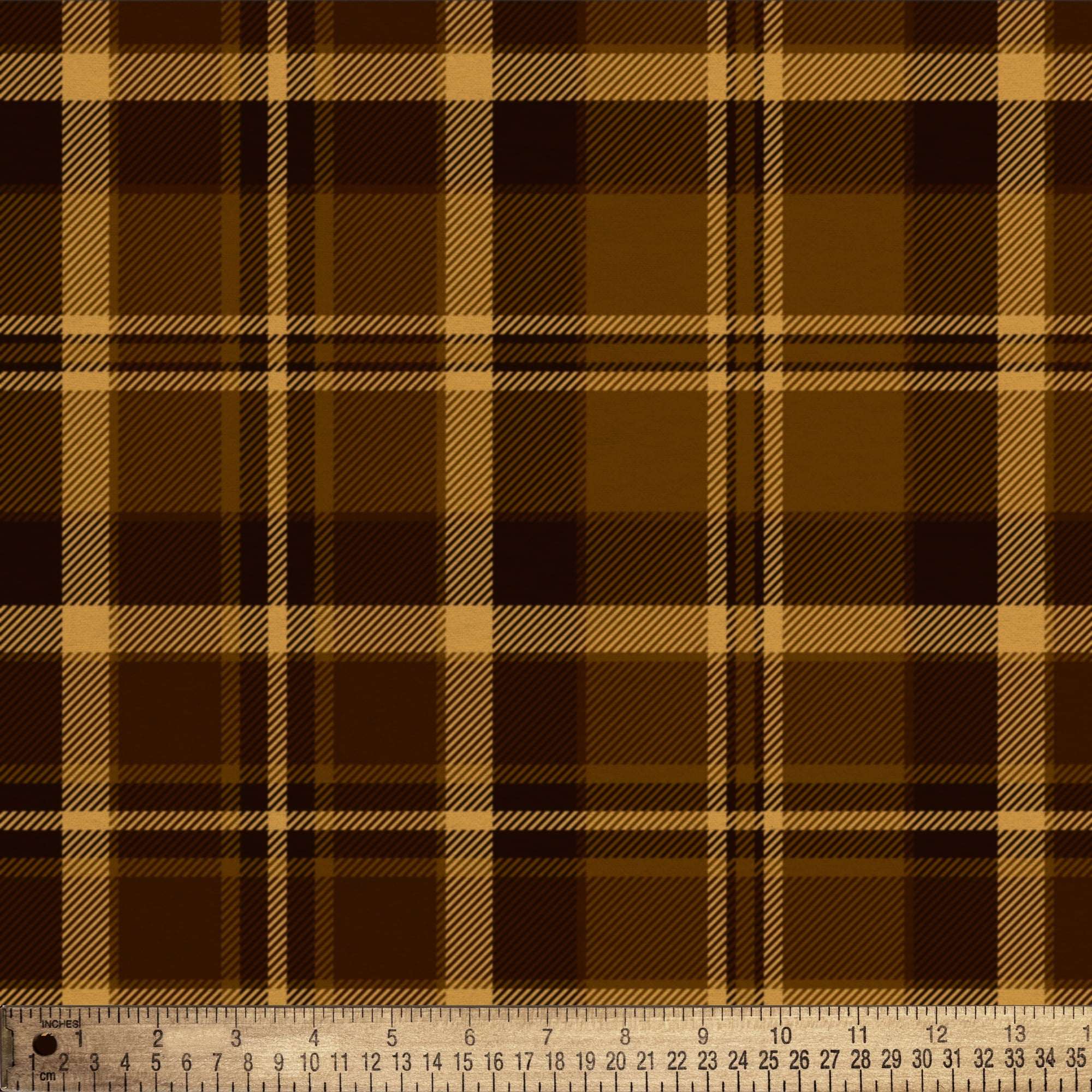 Mainstays 1.5 Yards 100% Cotton Light-weight Flannel Plaid Check, Brown, 42" Wide for Crafts
