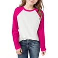 thumbnail image 7 of Efsteb Girls Athletic Shirts Comfy Long Sleeve Crew Neck Color Block Print Casual Loose Fit Color Blocking Tshirts Soft for Sports（Hot Pink，3 Years）, 7 of 7