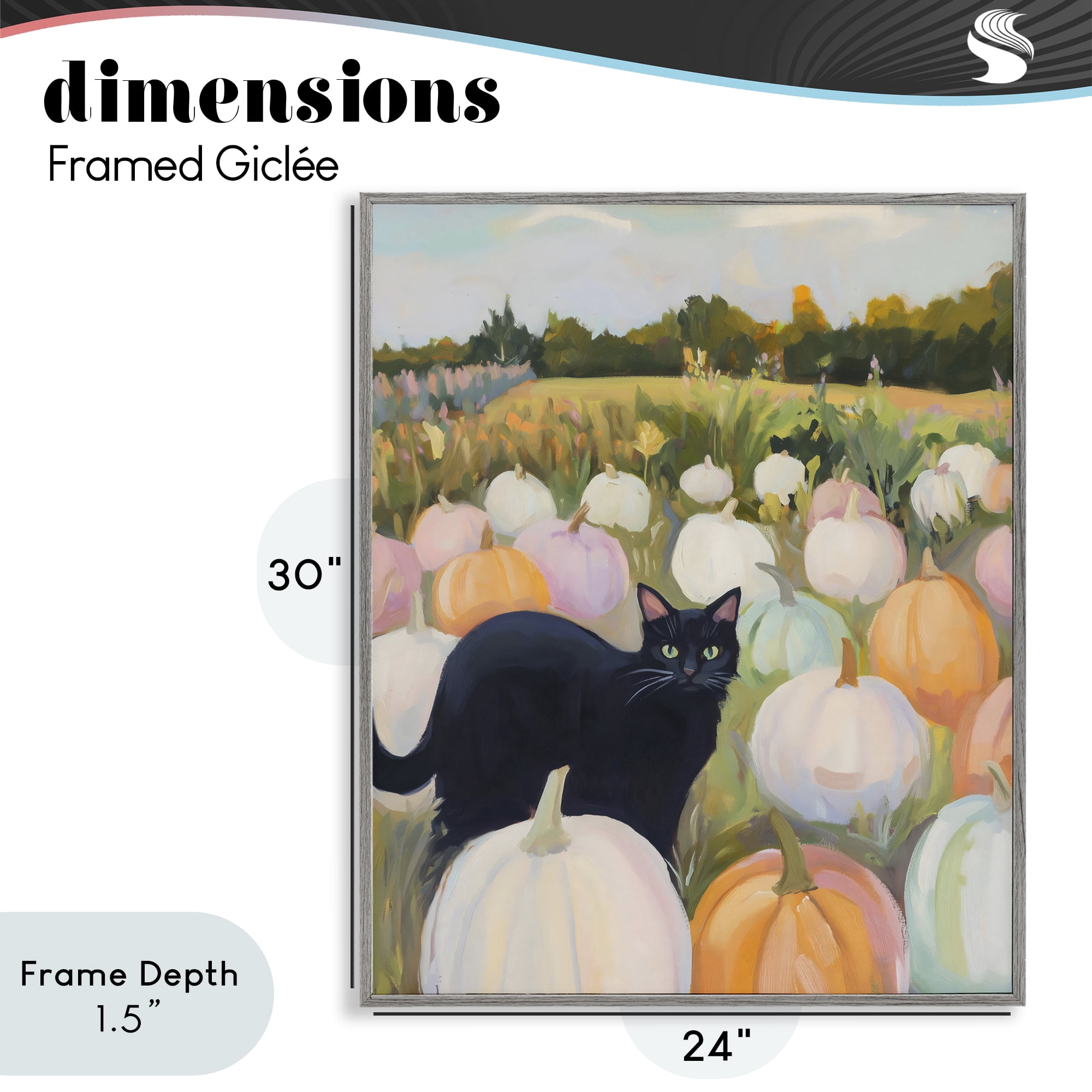 Stupell Industries Kitten & Pumpkins in Field Gray Framed Giclee Art, design by The Prints Vibe