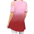 thumbnail image 4 of Enwejyy Women Round Neck Casual Off-The-Shoulder Gradient Top, 4 of 4