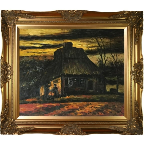 La Pastiche  Vincent Van Gogh 'The Cottage', 1885 Hand Painted Framed Canvas Art