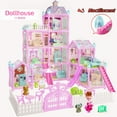 thumbnail image 4 of Hot Bee 275 Pieces Dollhouse Kit, 11 Rooms DIY Playhouse for Girls Ages 3-8, Pink Castle Christmas Toy Gift for Kids, 4 of 8