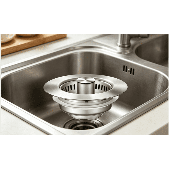2-Pack Kitchen Sink Drain Stopper, Stainless Steel Pop Up Basket Strainer with Brass Cap & Core, Anti-Clog Sink Filter Basket, Drain Plug for Kitchen Sink, Wash Basin and Utility Sink