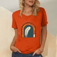 thumbnail image 2 of Dadaria T-Shirt Femme Orange Manches Courtes Col Rond Été Chandail Blouses 2TG, 2 of 5