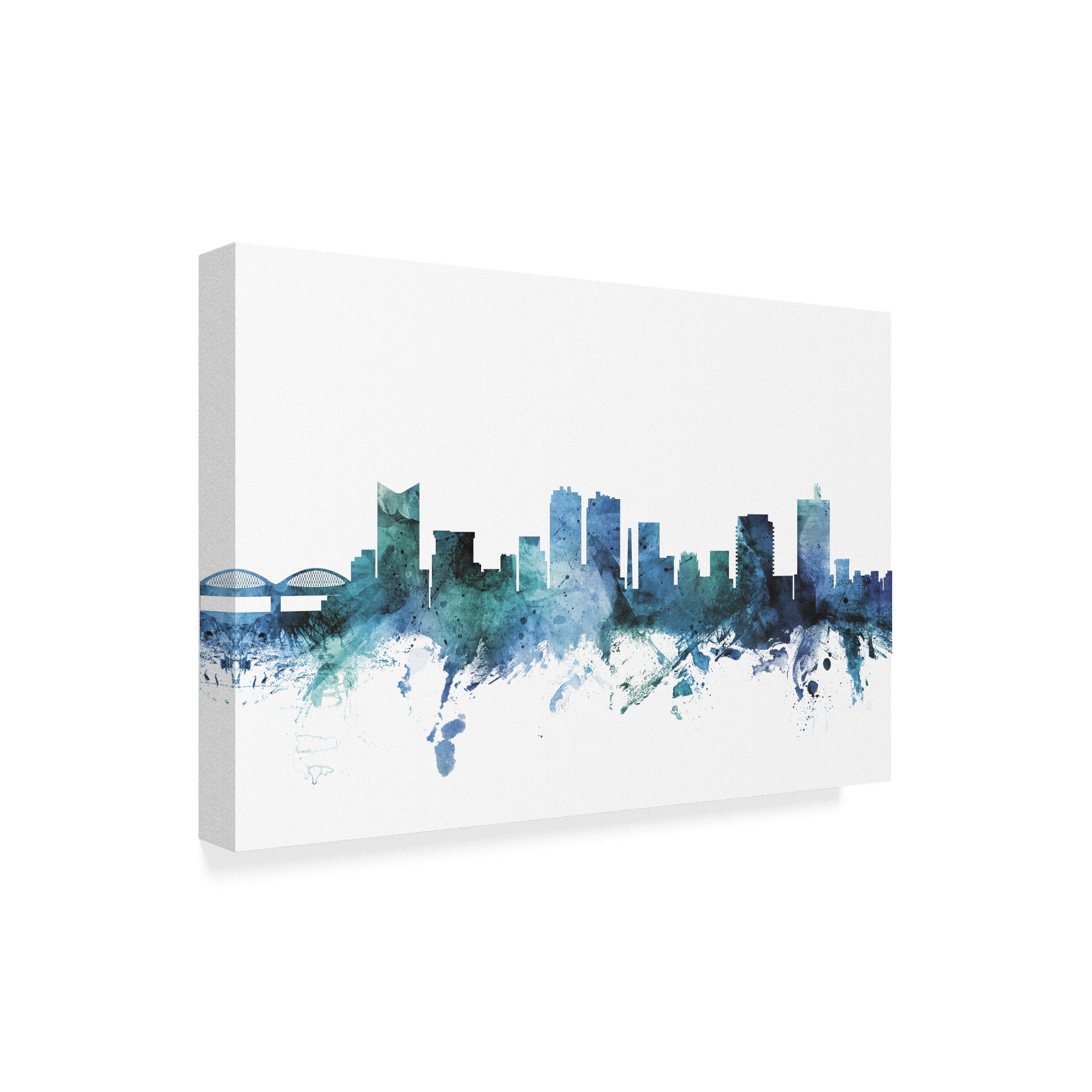 Trademark Fine Art 'Fort Worth Texas Blue Teal Skyline' Canvas Art by Michael Tompsett