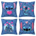 thumbnail image 1 of Dibujos animados Linda Lilo and Stitch(9) Juego de 4 fundas de cojín cuadradas para sofá, sala de estar y cama (45 x 45 cm), con cremallera invisible, regalo decorativo., 1 of 5