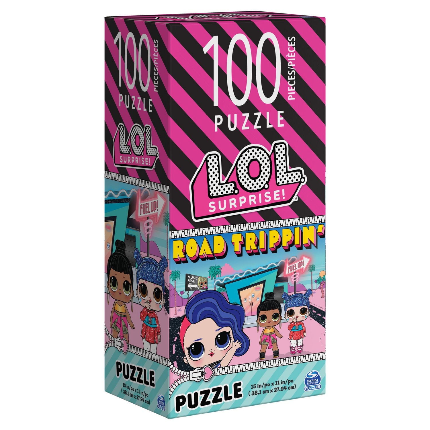 L.O.L. Surprise!, Puzzle de 100 pièces, Fashionable Dolls Road Trippin', illustrations colorées avec boîte verticale, pour les enfants à partir de 4 ans