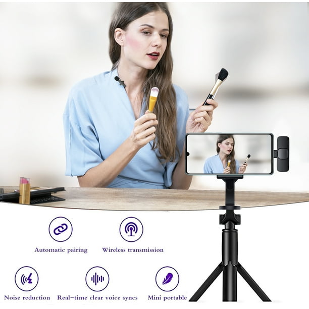Upgrade Wireless Lavalier Microphone,Dual with 2 Wireless Microphone for  Android & iPhone iPad ,Plug-Play Wireless Mic for Video Recording, Live  Stream,, TikTok,Noise Reduction & Auto-Sync 