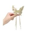 thumbnail image 4 of Mightlink Women Hair Claw Butterflies Decor Long Fringe Faux Pearls Hair Clips Girls Hairstyles Hair Decoration 1Pc, 4 of 5