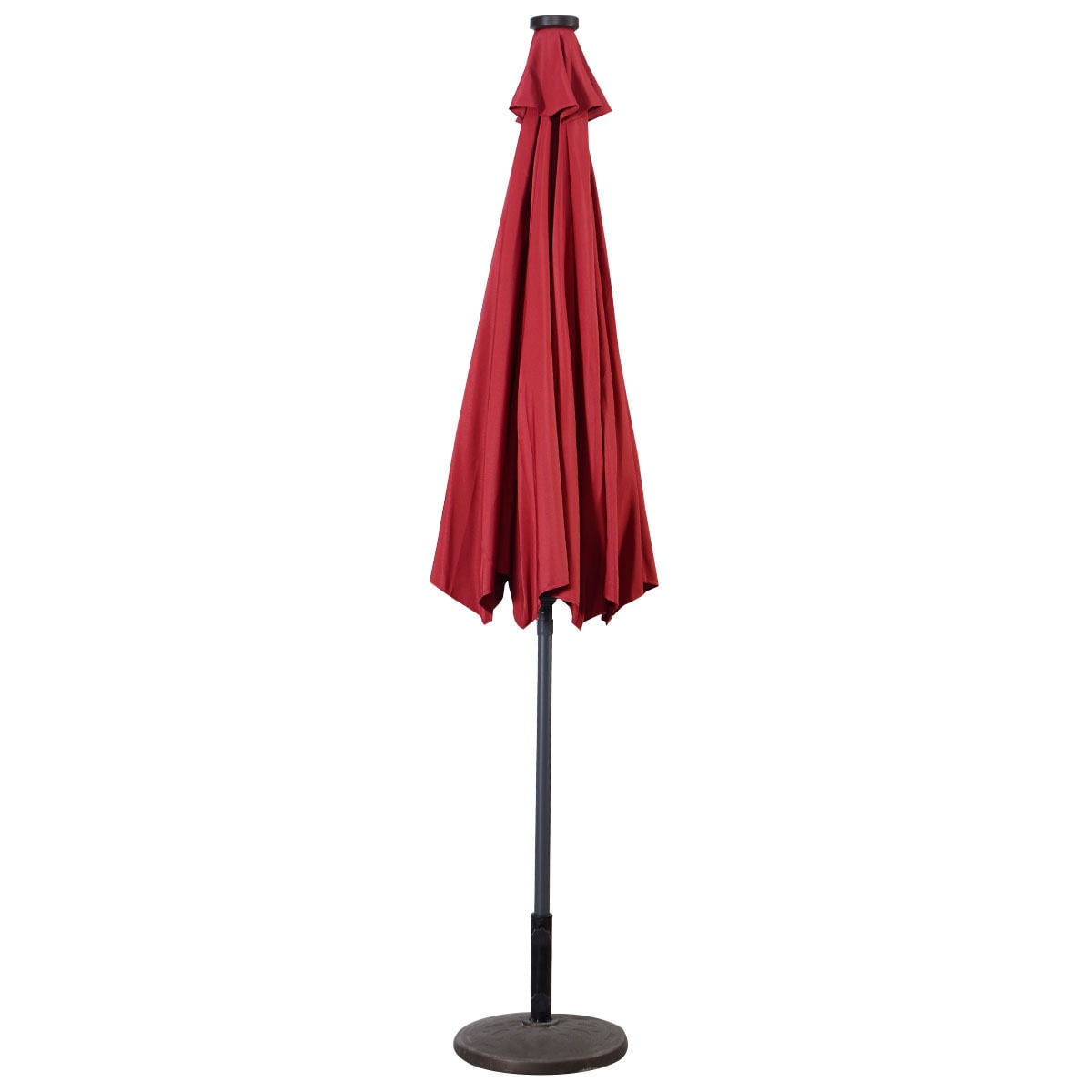 Costway 10ft Patio Solar Umbrella LED Patio Market Steel Tilt W/ Crank (Burgundy)