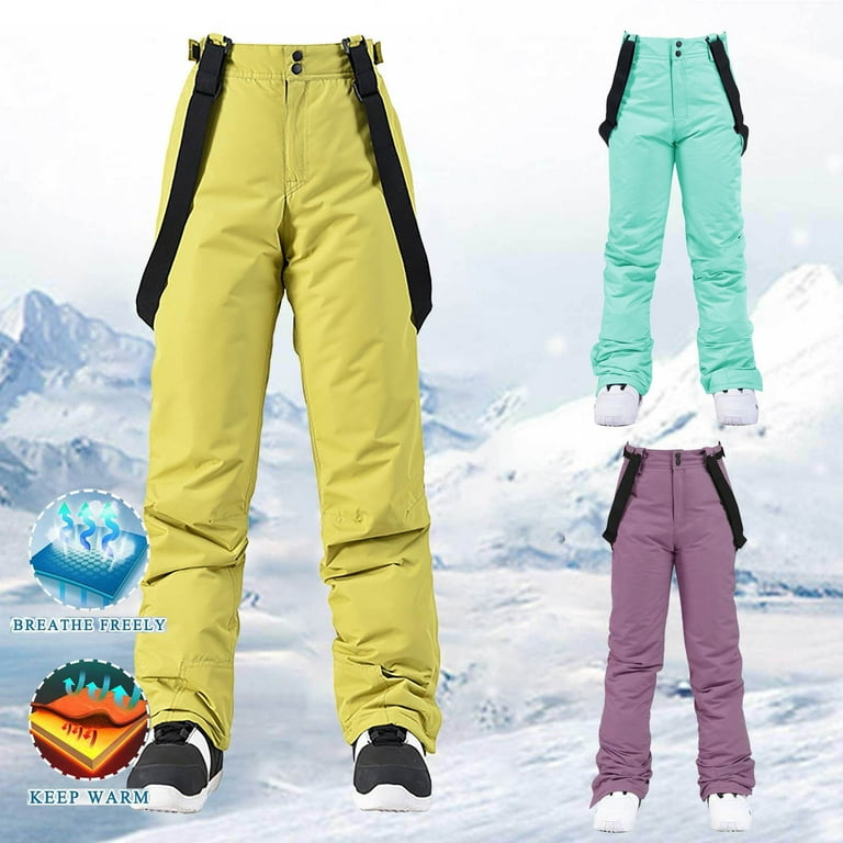 Yesqmun Sweatpants Women Ski Pants Women Snow Pants Women s Insulated Bib Overalls Solid Color Suspenders Trousers Snowboard Pants clearance Sale Green S Walmart