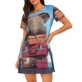 thumbnail image 1 of Vsdgher Motif Éléphant Assis Chemise de Nuit à Manches Courtes Col Rond Mignonne Robe de Nuit Confortable, 1 of 6
