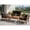 Brown, variant on Kadyn 4-Piece Acacia Wood Outdoor Patio Furniture Set with Turquoise & Gray Cushions – Loveseat, 2 Chairs, and Coffee Table for Garden, Poolside, or Balcony