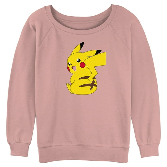 Junior's Pokemon Pikachu Sitting Portrait Sweatshirt Desert Pink Medium