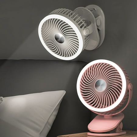 

Xinwanna Cooling Fan 2/3 Gears 720-Degree Rotation Strong Wind Rechargeable Night Light Standable High Performance USB Fan Home Supply (Pink with Battery)