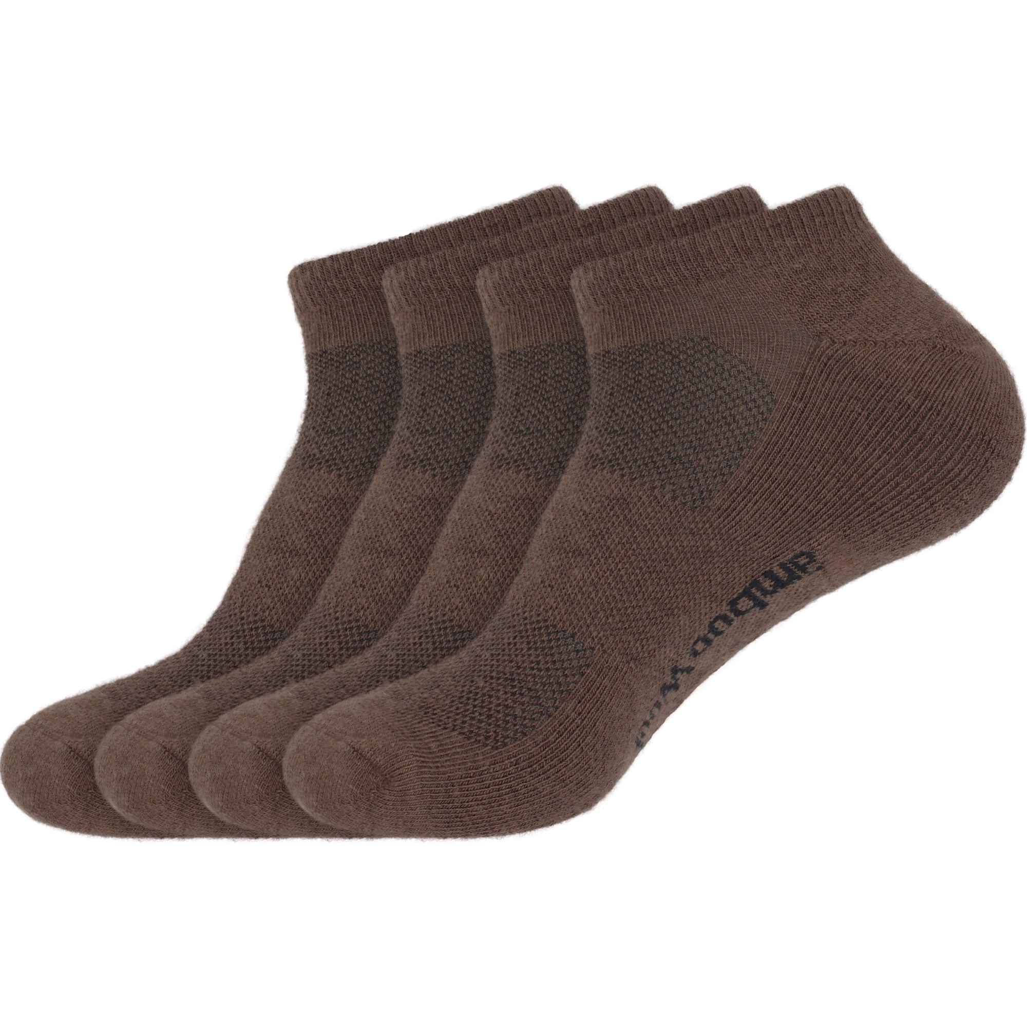 BambooMN Unisex Men and Women's Rayon from Bamboo Wool Blend Athletic Ankle Socks for Home, Travel, Work and Sport - Brown - 4 Pairs - Large