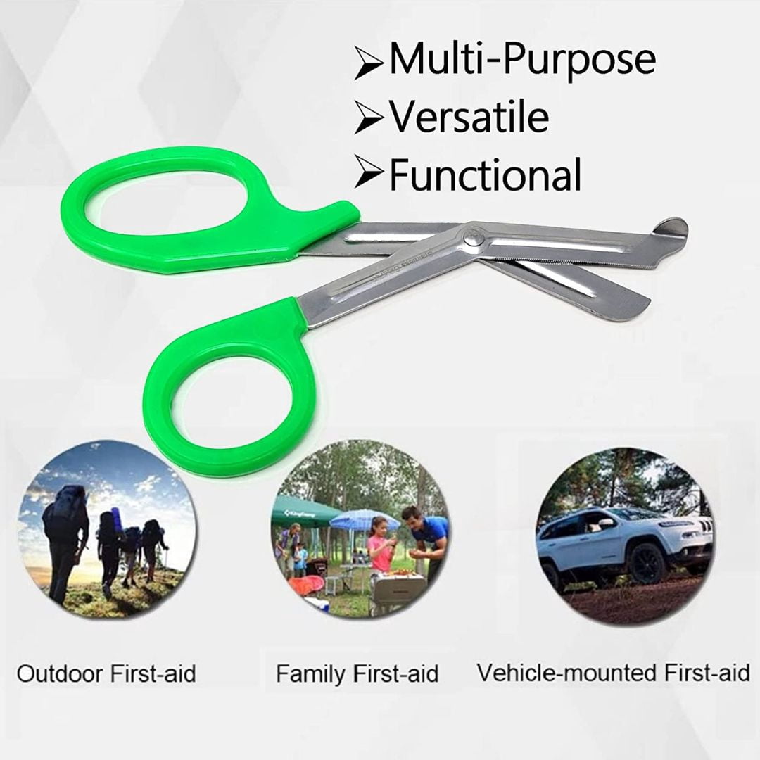 12/Pack Green Handle Trauma Shears 7.25" Stainless Steel Scissors for Paramedics, EMT, Nurses, Firefighters + More