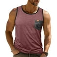 thumbnail image 2 of HBGVBA Men's Muscle Tee,Workout Sleeveless Tops,Color Blocked Crew Neck with Pocket Fitness Shirt, 2 of 5