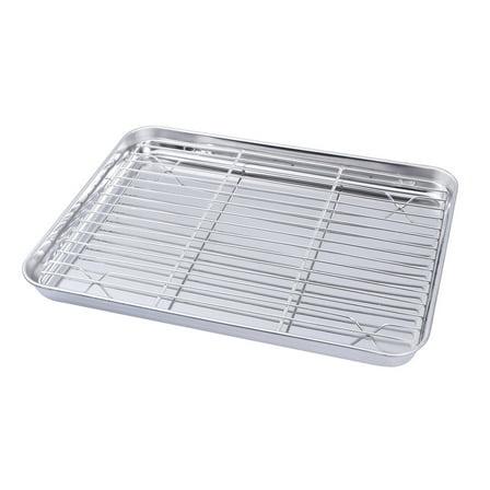 Foxnovo Baking Sheet Silver Rectangular 1 Set 15.9X12X1 In