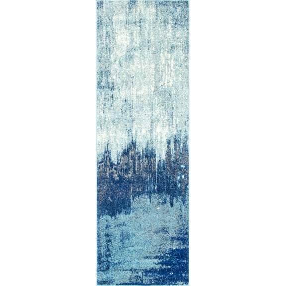 nuLOOM Alayna Abstract Runner Rug, 2' 8" x 8', Blue