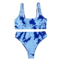 thumbnail image 4 of Bañador HUOGUO para mujer, corte alto, con cordones y estampado de rayas, 4 of 5