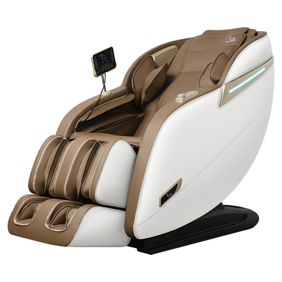 MassaMAX 2025 Version 3D Full Body Massage Chair, Zero Gravity Recliner with SL Track, Heating Function, Beige/Brown