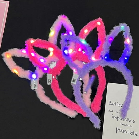 shenmeida 3PCS Light Up Headbands LED Bunny Ears Head bands Luminous Headdress Party Hair Accessories for Women and Girls