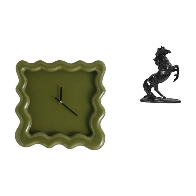 Reloj De Pared Cuadrado Silencioso Con Estatua De Caballo, Reloj Colgante Preciso Para Casa De Campo, Baño, Cocina, Estudio, Dormitorio, Decoración De Paisaje