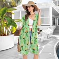 thumbnail image 5 of Beach Vacation Clothes Kimono Cardigan Loose Swimsuit Cover Up for Women Cactus Hat Sunglasses S, 5 of 6