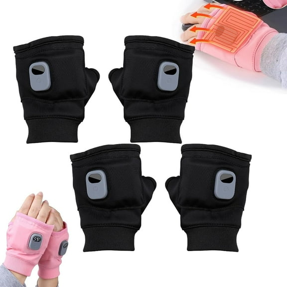 Portable Heating Gloves, Portable Heating Gloves with Digital Display, Portable Heating Gloves Fingerless, Rechargeable Heating Gloves, Heated Gloves for Typing in Cold Office