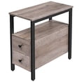 thumbnail image 1 of HOOBRO Side Table, Chairside Table with 2 Drawer and Open Storage Shelf, Narrow Nightstand for Small Spaces, Stable and Sturdy Construction, Wood Look Accent Furniture, Greige and Black BG54BZ01, 1 of 5