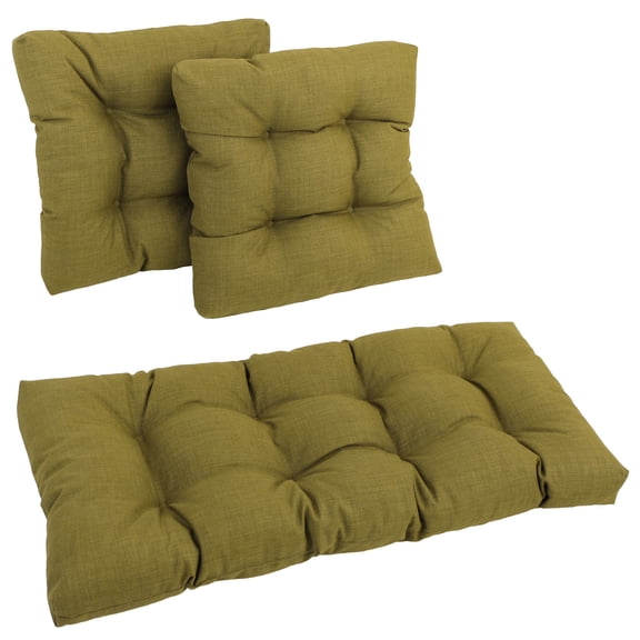 Square Spun Polyester Outdoor Tufted Settee Cushions (Set of 3) - Avocado