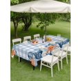 thumbnail image 4 of Outdoor Tablecloth with Umbrella Hole for Patio/Picnic/Party/Camping, Nautical Coastal Waterproof Table Cloth Rectangle Table Cover Washable, Ocean Starfish Shells Coral Conch Blue Plaid (54"x 80"), 4 of 8