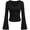 Black, variant on Women Fall Long Bell Sleeve Shirts Ribbed V Neck Fitted Ruched Trendy Y2K Going Out Tee Tops Summer Clothes