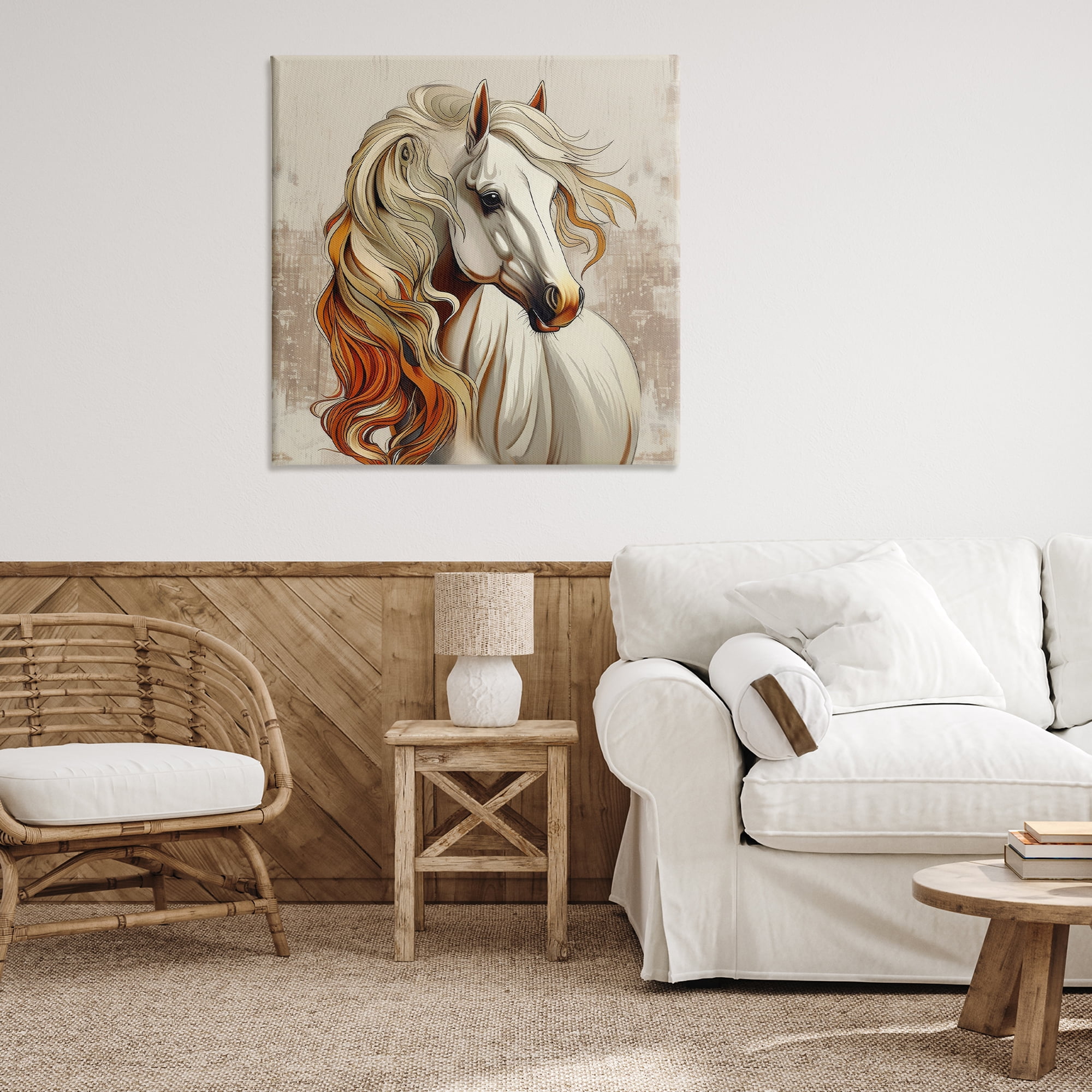 Stupell Industries Elegant Wavy Horse Mane Animals Painting Wrapped Canvas Art Print Wall Art, 36 x 36