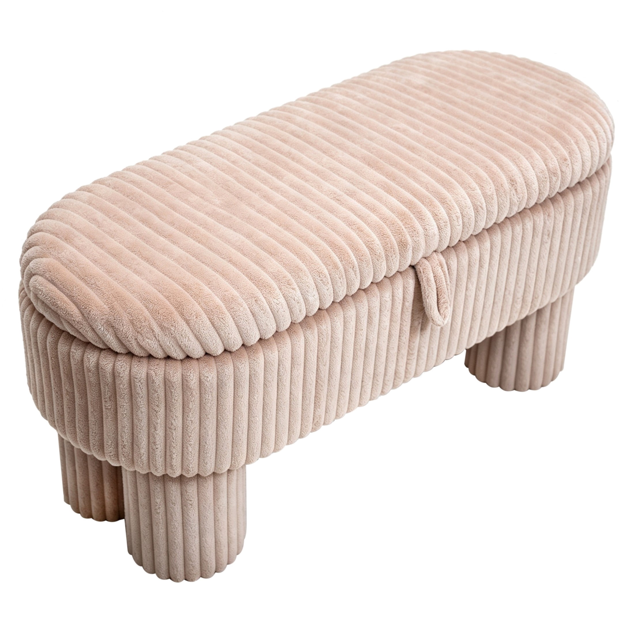 Christopher Knight Home 43" Modern Ottoman Bench, Corduroy Upholstery with Hidden Storage, Pink