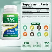 3 Pack Best Naturals NAC (N-Acetyl L-Cysteine) 600 mg 250 Capsules